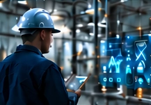 Industrial maintenance engineer using digital diagnostics